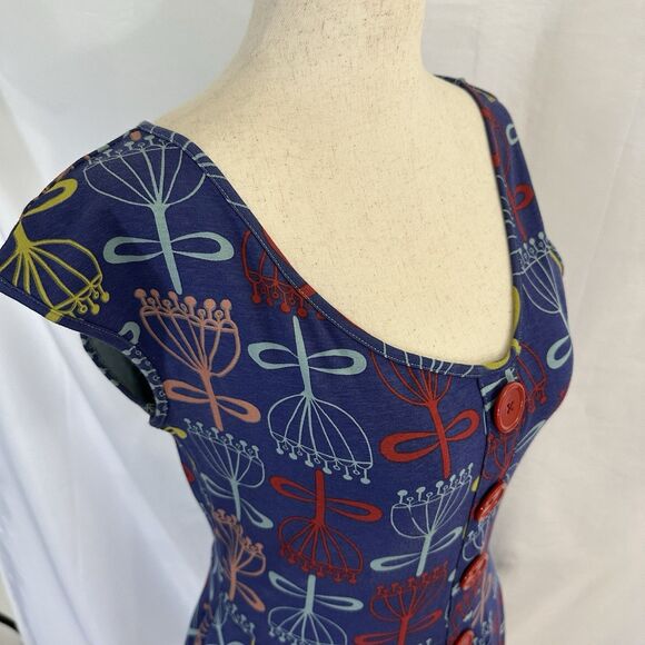 Effies Heart Dress SMALL Tulip Floral Fit Flare Pockets Retro - Picture 4 of 7